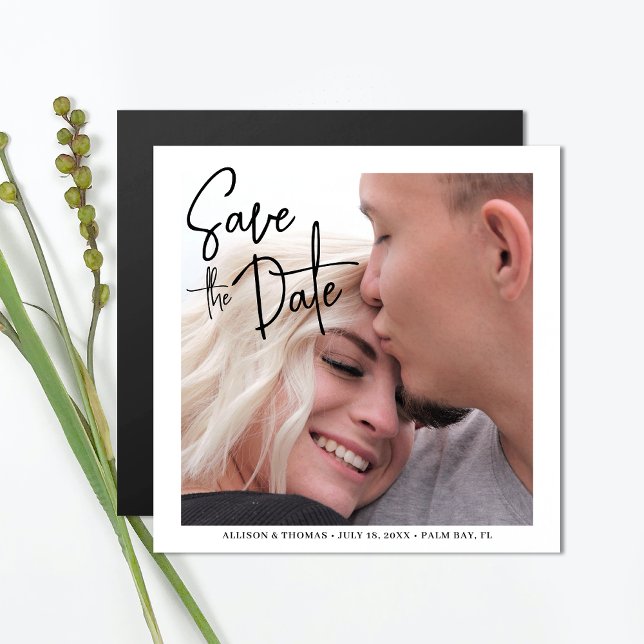 Enkel och modern Spara datumfoto Bröllop Magnetisk Inbjudningskort (Magnetic invites stick to any metal, ensuring guests remember your special day with ease.)