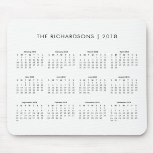 Enkel och modern svartvit kalender 2018 musmatta