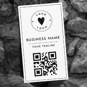 Enkel och ren svartvitt QR-Logotyp Social Visitkort