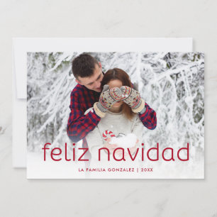Enkel och Roligt röd Feliz Navidad julfoto Julkort