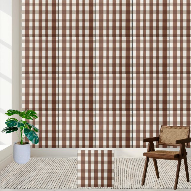 Enkel och Snyggt Brun och vit kryssad platta Kakelplatta (Simple and Stylish Brown and White Checkered Tile)