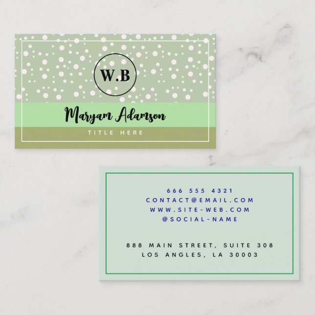 Enkel och Snyggt Sage Grönt Färg, Lugn Monogram (Fram/baksida)