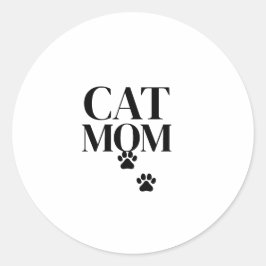 Enkel och söt kattmamma runt klistermärke