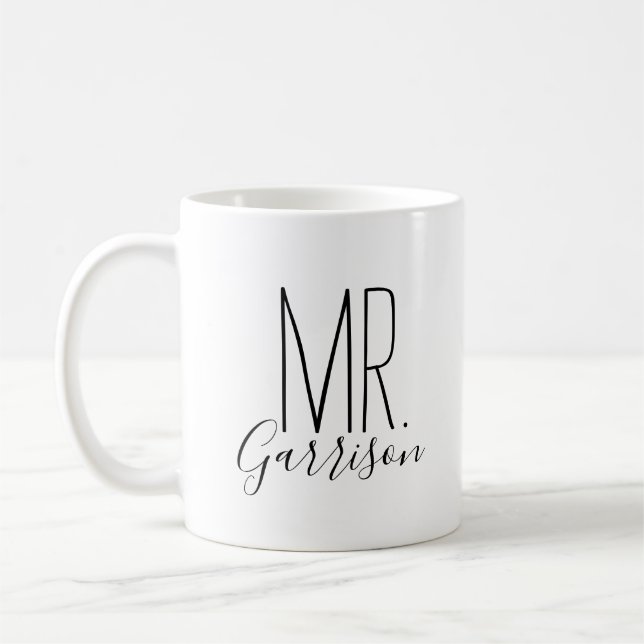 Enkel och Söt Personlig Herr Initialer Kaffemugg (Vänster)