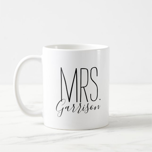 Enkel och söt personlig Mrs.-initial Kaffemugg (Vänster)