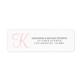 Enkel och Trendig Rosa Monogram Returadress Etikett
