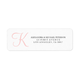Enkel och Trendig Rosa Monogram Returadress Etikett