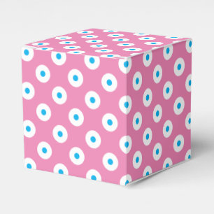 Enkel och tuff Rosa, vit och blå polka-prickad Presentaskar