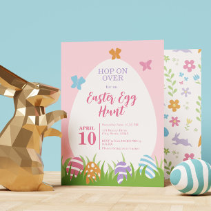 Enkel och tyst Rosa Pastel Påskägg Hunt Inbjudningar
