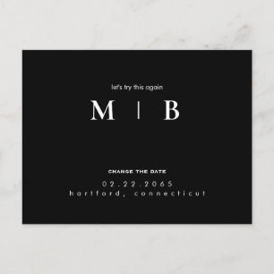 Enkel och veckovis Monogram Bröllop Ändra datum Meddelande Vykort