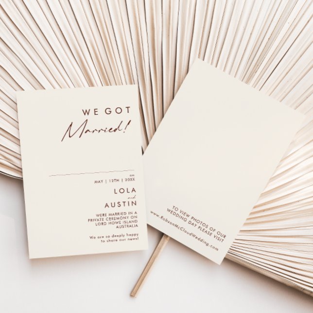 Enkel Öken Vit Bröllopsannons för Elopement Inbjudningar (Skapare uppladdad)