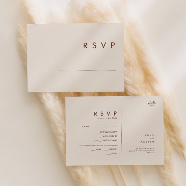 Enkel ökenvit menyval RSVP-kort Vykort (Skapare uppladdad)