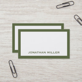 Enkel Oliv grönt och vit typografi Visitkort