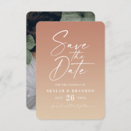 Enkel Ombre Gradient Terracotta & Gult Bröllop Spara Datumet