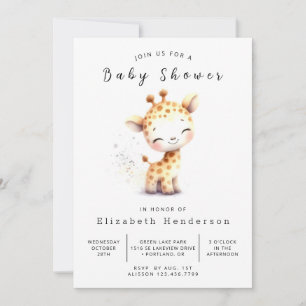 Enkel Online Giraffe Baby Shower Inbjudningar