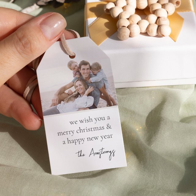 Enkel önskan Neutral Minimalistisk Foto Semester Presentetikett (Skapare uppladdad)