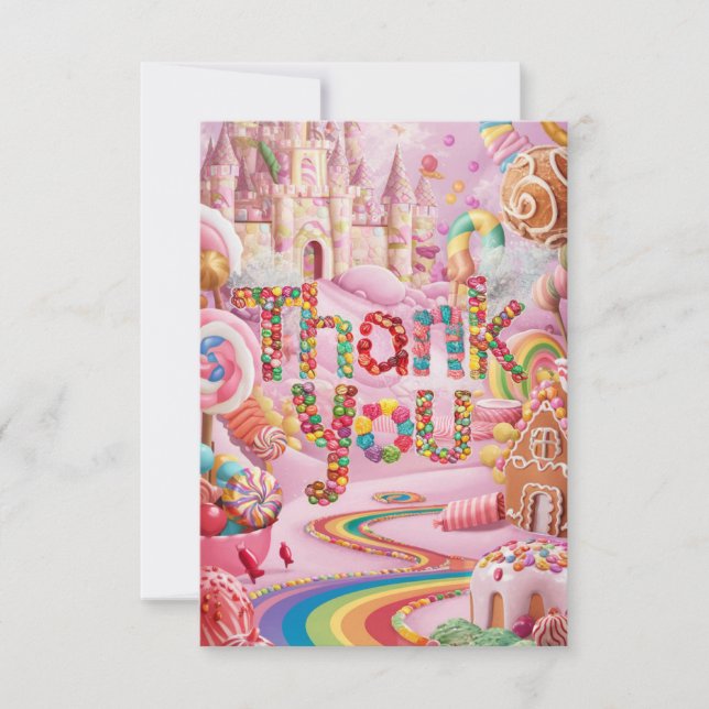 Enkel Önskemål Candyland tack du kort (Framsida)