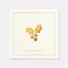 Enkel Önskemål ・ Minimalistisk jul i Guld Holly Pappersservett