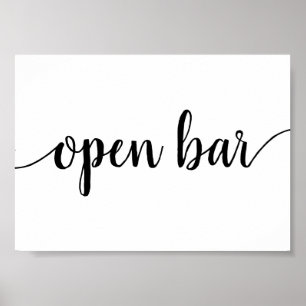 Enkel öppen Pub Svart skript - valfri händelselo Poster