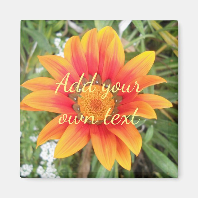 Enkel orange blomma anpassad text magnet (Framsidan)