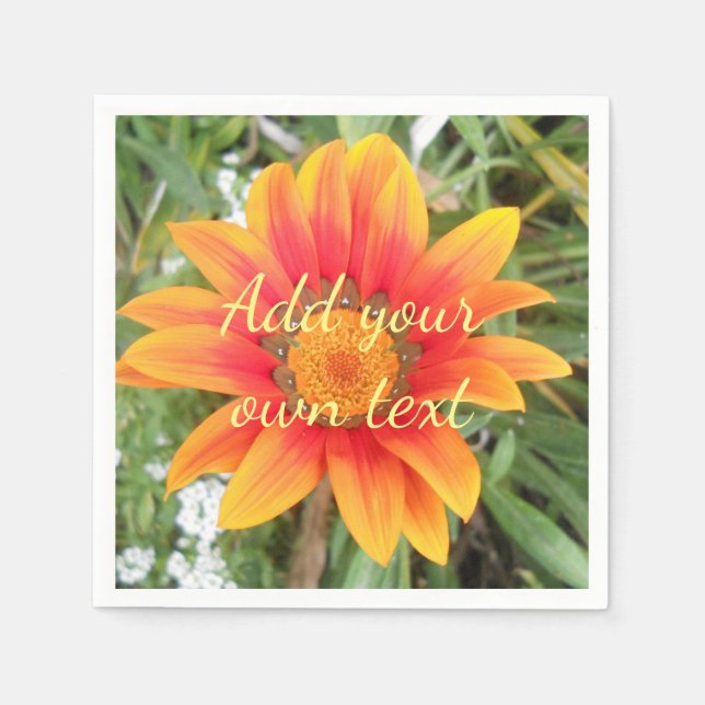 Enkel orange blomma anpassad text pappersservett (Framsidan)