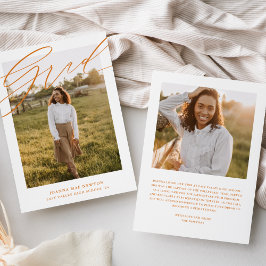 Enkel Orange Foto Studenten-meddelande Inbjudningar