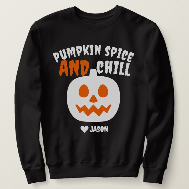 Enkel orange i Happy halloween-skämt Lång Ärmad Tröja (Design framsida)