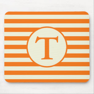 Enkel Orange och Beige Rand Mönster Monogram Musmatta