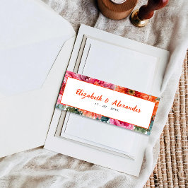 Enkel Orange och Rosa Blommigt för vattenfärg i Br Band För Inbjudningskort