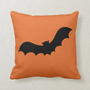 Enkel orange och svarthappy halloweenfladdermöss kudde