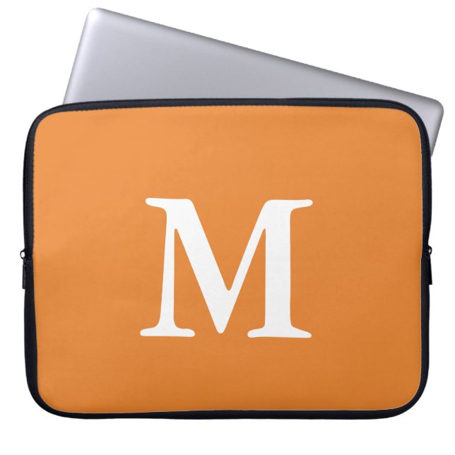 Enkel Orange och vitt monogram Laptop Fodral (Framsidan)