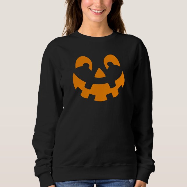 Enkel Orange Pumpkin Ansikte Silhouette Halloween T Shirt (Framsida)