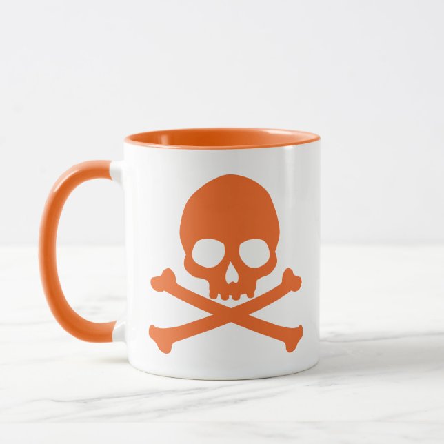 Enkel Orange Skull och Crossbone Mugg (Vänster)