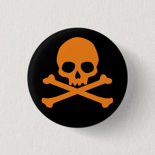 Enkel Orange Skull och Korsben Knapp
