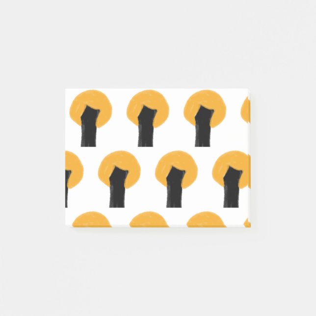 Enkel orange svart träd-vattenfärg mönster anpassn post-it block (Framsida)