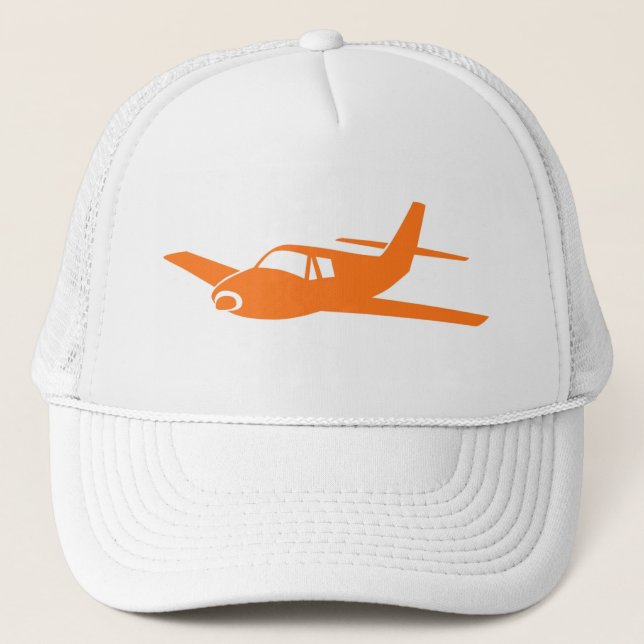 Enkel orange vitflygplanhatt truckerkeps (Framsida)