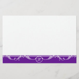 Enkel Ornate Lila Monogrammed Brevpapper