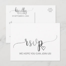 Enkel OSA för Silver Foil Calligraphy Sång Request Inbjudan Vykort