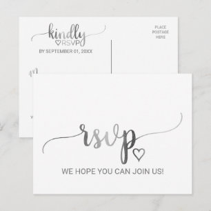 Enkel OSA för Silver Foil Calligraphy Sång Request Inbjudan Vykort