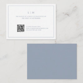 Enkel OSA i Dusty Blue Monogram Elegant bröllop Anteckningskort