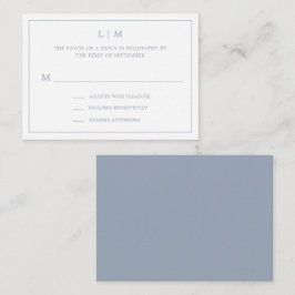 Enkel OSA i Dusty Blue Monogram Elegant bröllop Anteckningskort