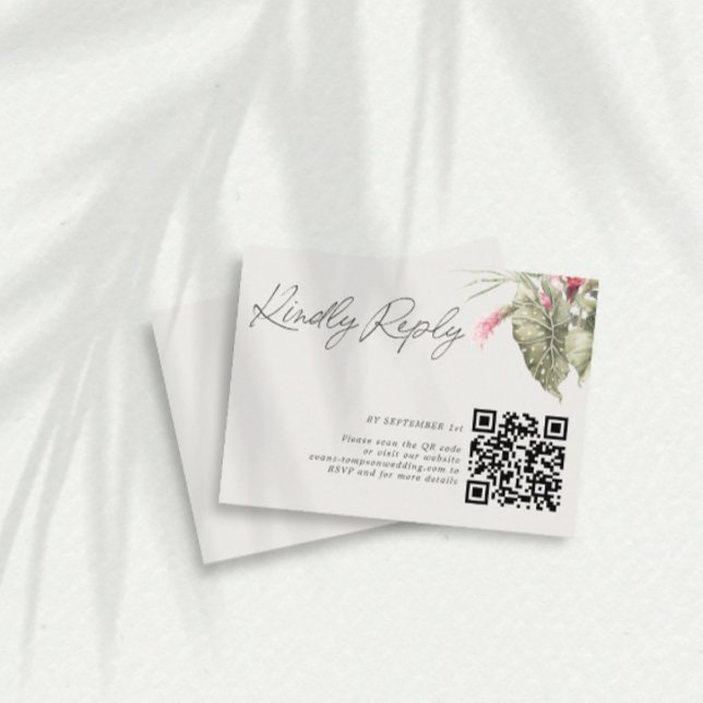 Enkel OSA kort för Tropical Blommigt QR-kod (Skapare uppladdad)