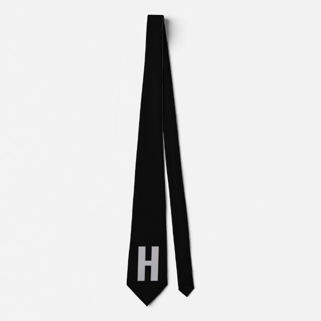 Enkel överdimensionerad monograminitial svart och  slips (Framsida)