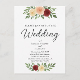 Enkel överläggningsinbjudan för fotobröllop vykort