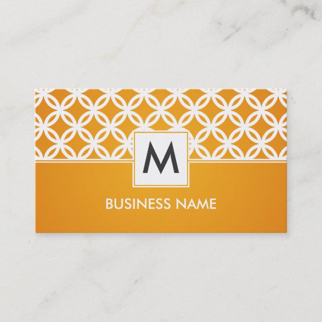 Enkel överlappning cirklar mönsterMonogramorangen Visitkort (Framsida)