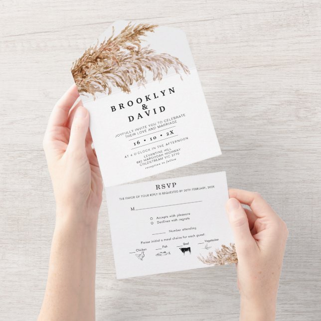 Enkel pampas Grass Allt på en bröllopsinbjudan (Tearaway)