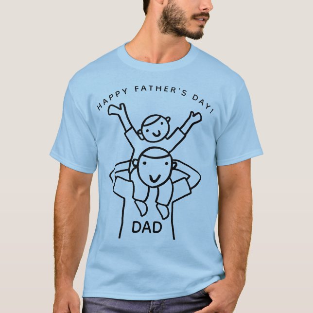 Enkel Pappa med den underordnade Tecknaden Fars da T Shirt (Framsida)
