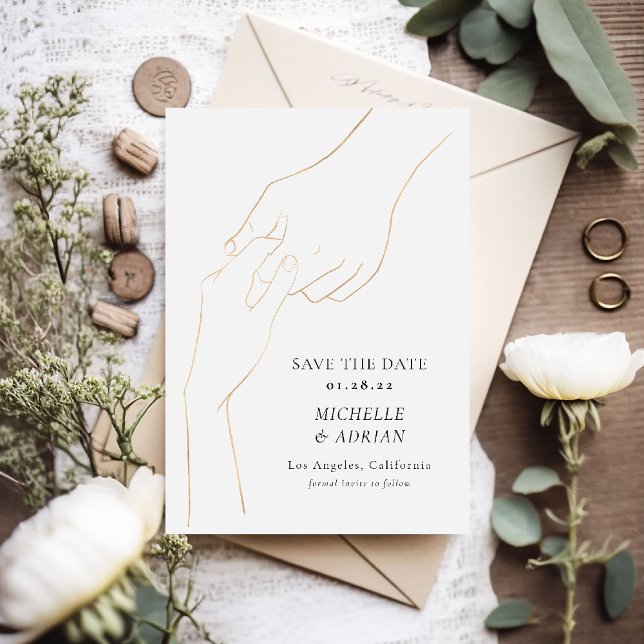 Enkel Par Händer Bröllop Spara Datumet (Skapare uppladdad)