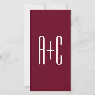 Enkel Par Initialer Vit & Burgundy