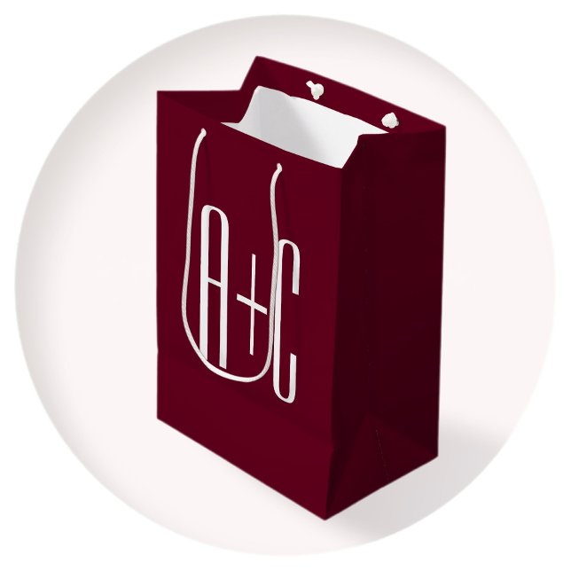 Enkel Par Initialer | Vit & Burgundy (Skapare uppladdad)